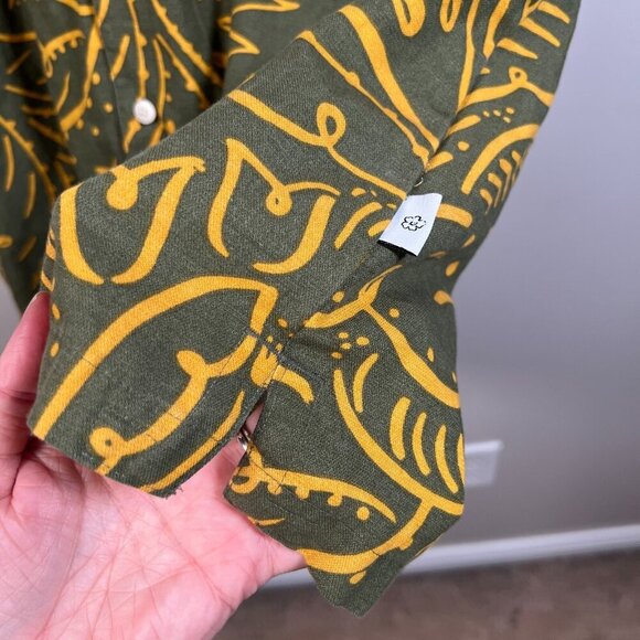 Ted Baker Viktor Linen Blend Short Sleeve Top Size 4 US Large Green Floral - Picture 6 of 9